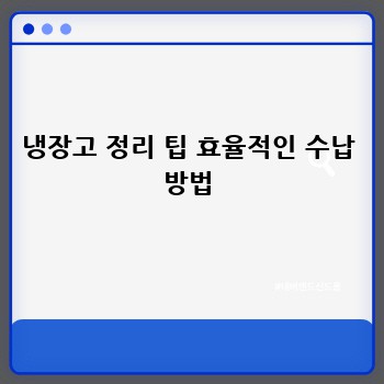 냉장고 정리 팁 효율적인 수납 방법