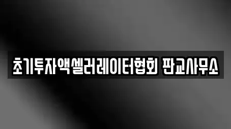 초기투자액셀러레이터협회 판교사무소