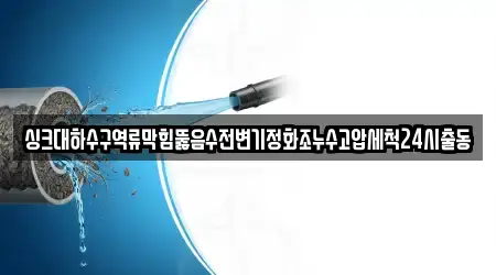 하수구 역류 전문 4 송산동 안내